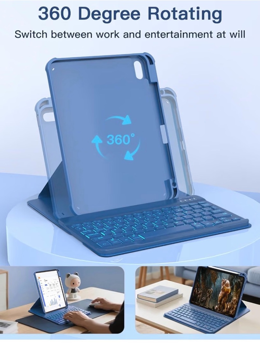Bluetooth Keyboard - Blue - Picture 3 of 8